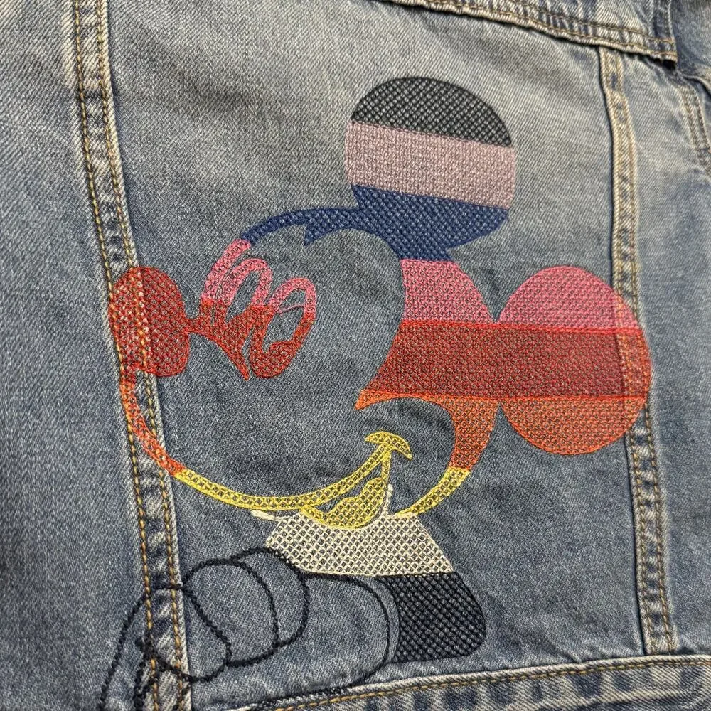 Disney Gap Girls M 8-9  Blue Cotton Long Sleeve Mickey Button Front Denim Jacket